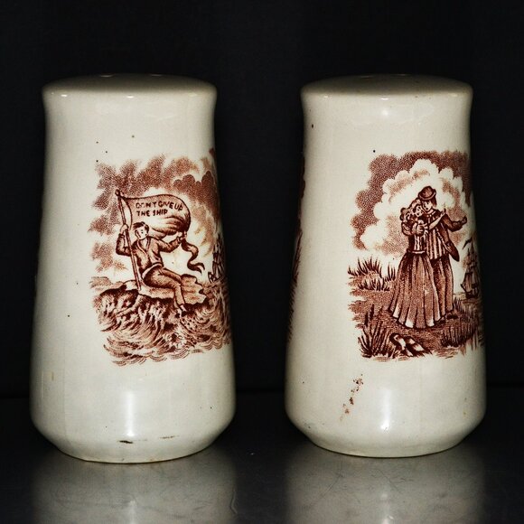 Vintage Alfred Meakin Fair Winds Salt And Pepper Shakers Nautical Patriotic - Picture 3 of 8
